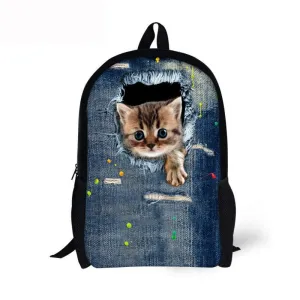 Canvas Animal Printing 3D School Bags