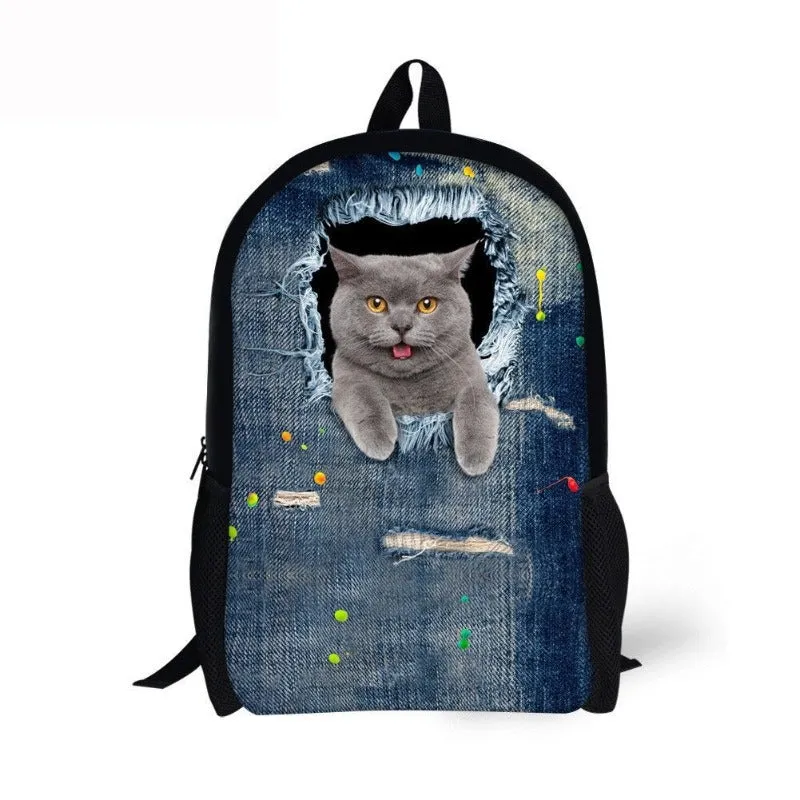 Canvas Animal Printing 3D School Bags