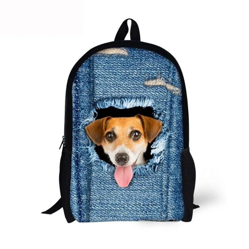 Canvas Animal Printing 3D School Bags