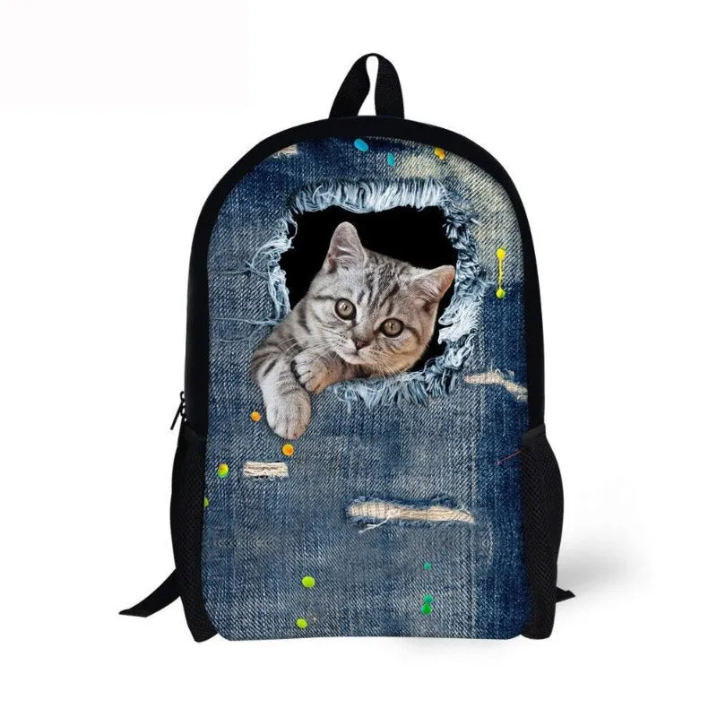 Canvas Animal Printing 3D School Bags