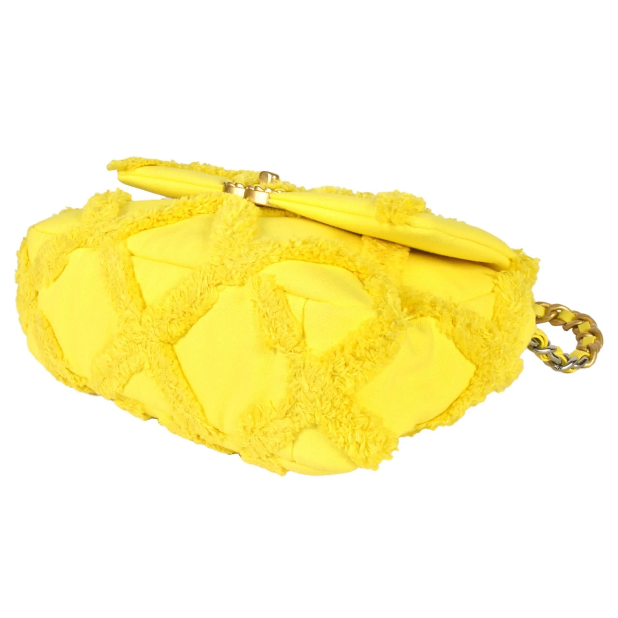 CHANEL 19 Matelasse Chain Shoulder Bag No. 30 Canvas Leather Yellow