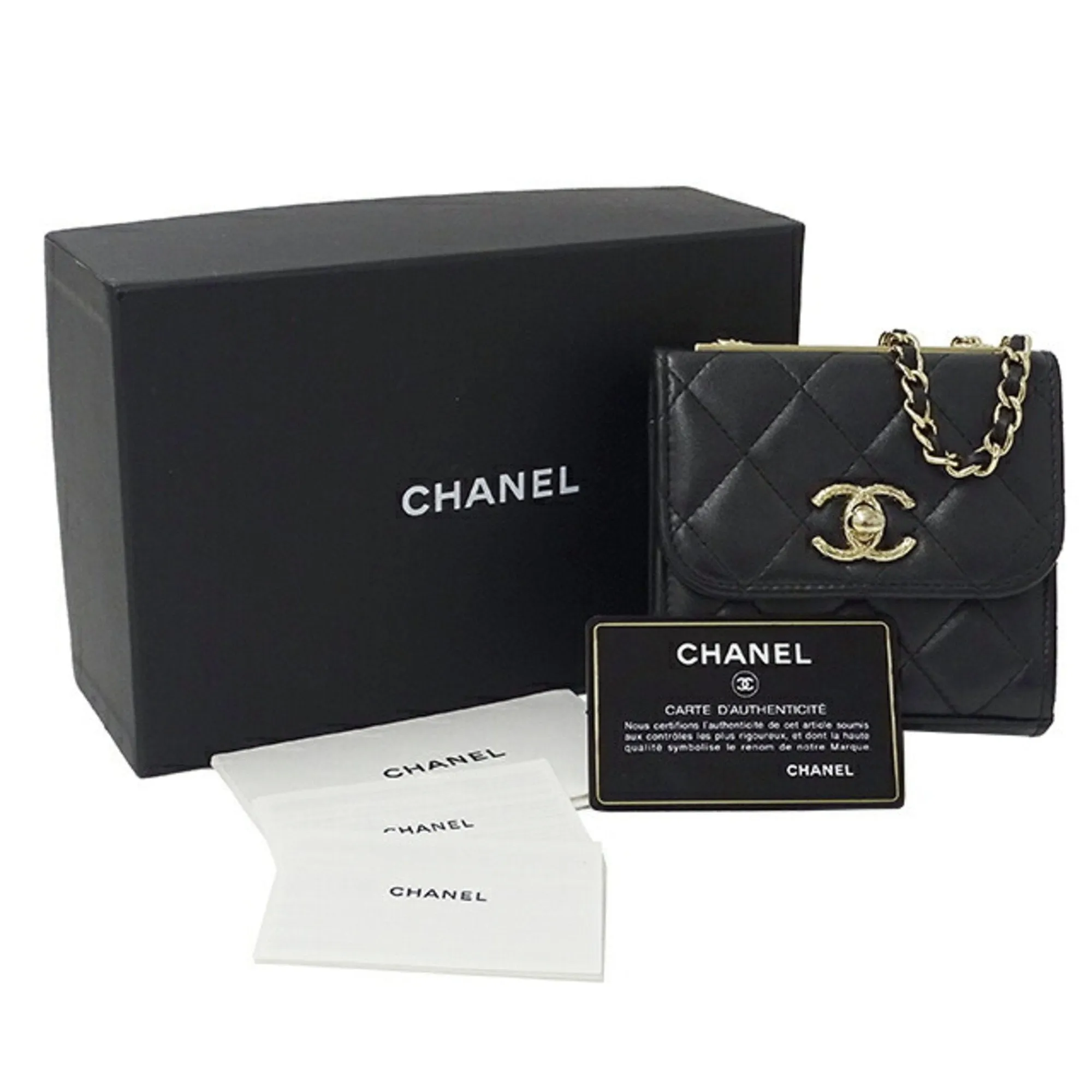 CHANEL Bag Matelasse Women's Shoulder Lambskin Chain Black