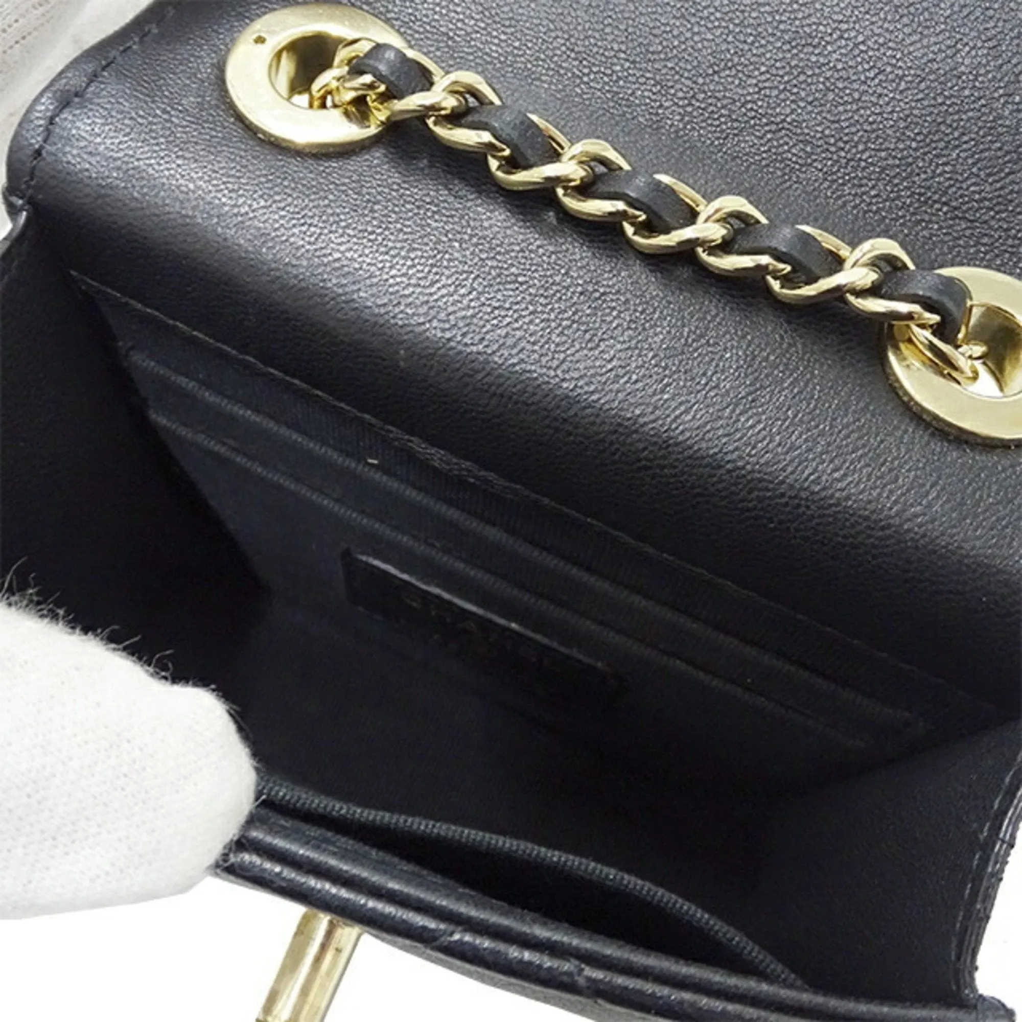 CHANEL Bag Matelasse Women's Shoulder Lambskin Chain Black