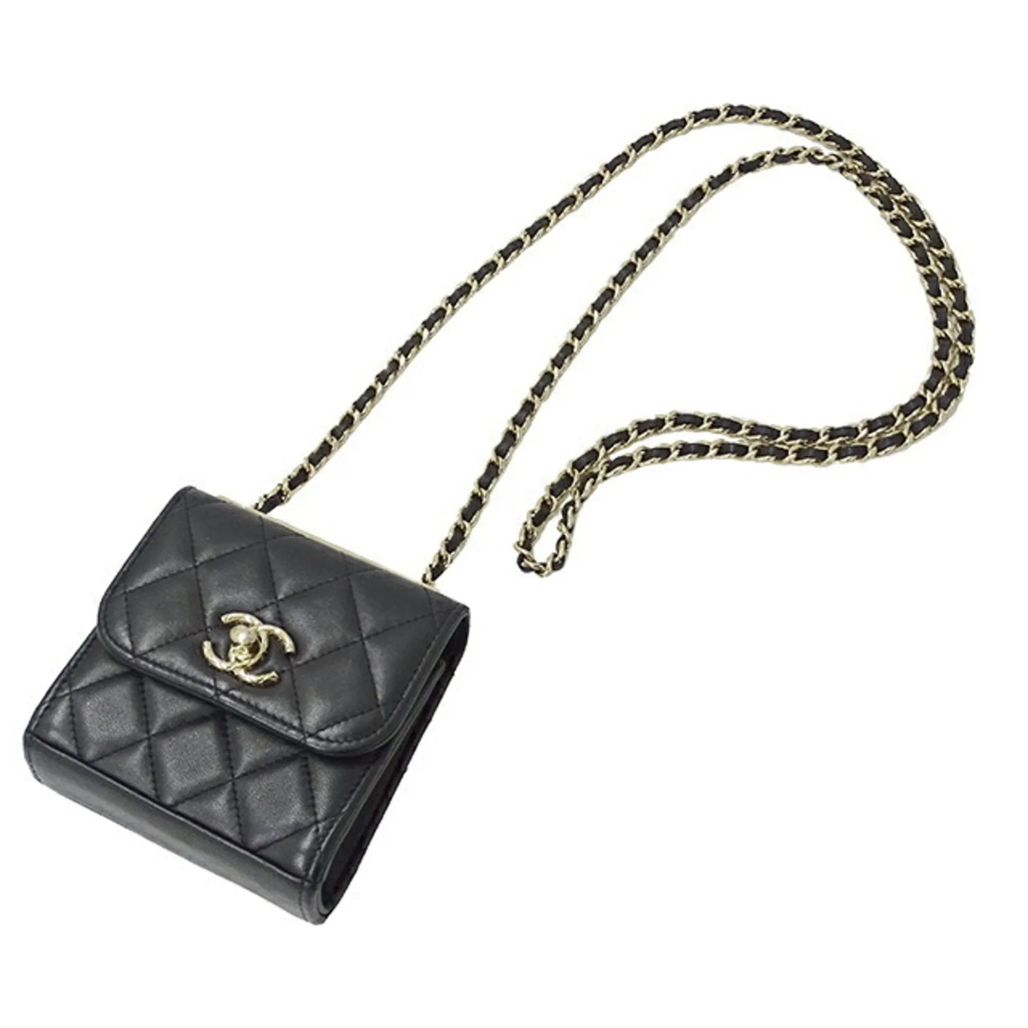 CHANEL Bag Matelasse Women's Shoulder Lambskin Chain Black