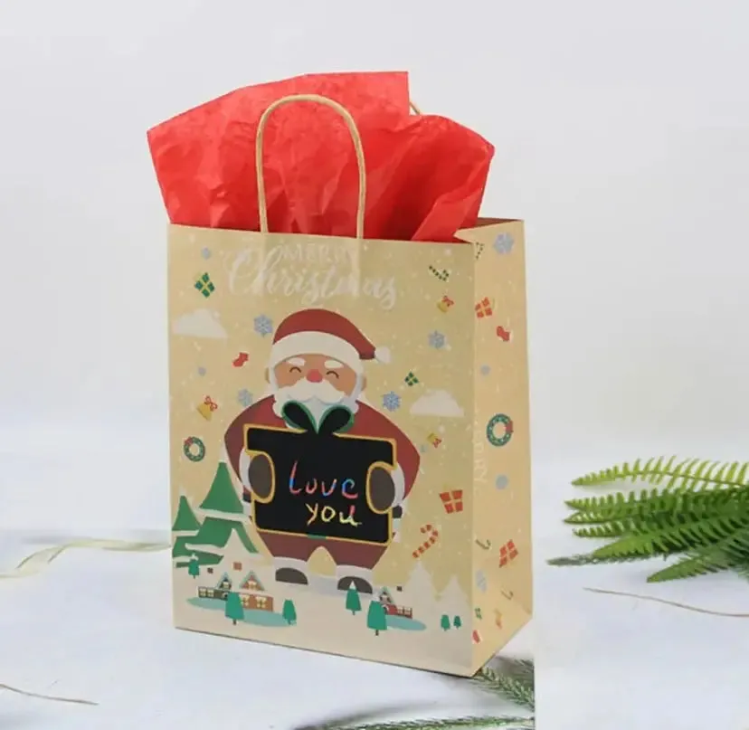 Christmas personalise Gift bakery pastry bags with tags (red green)