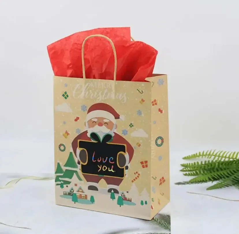 Christmas personalise Gift bakery pastry bags with tags (red green)