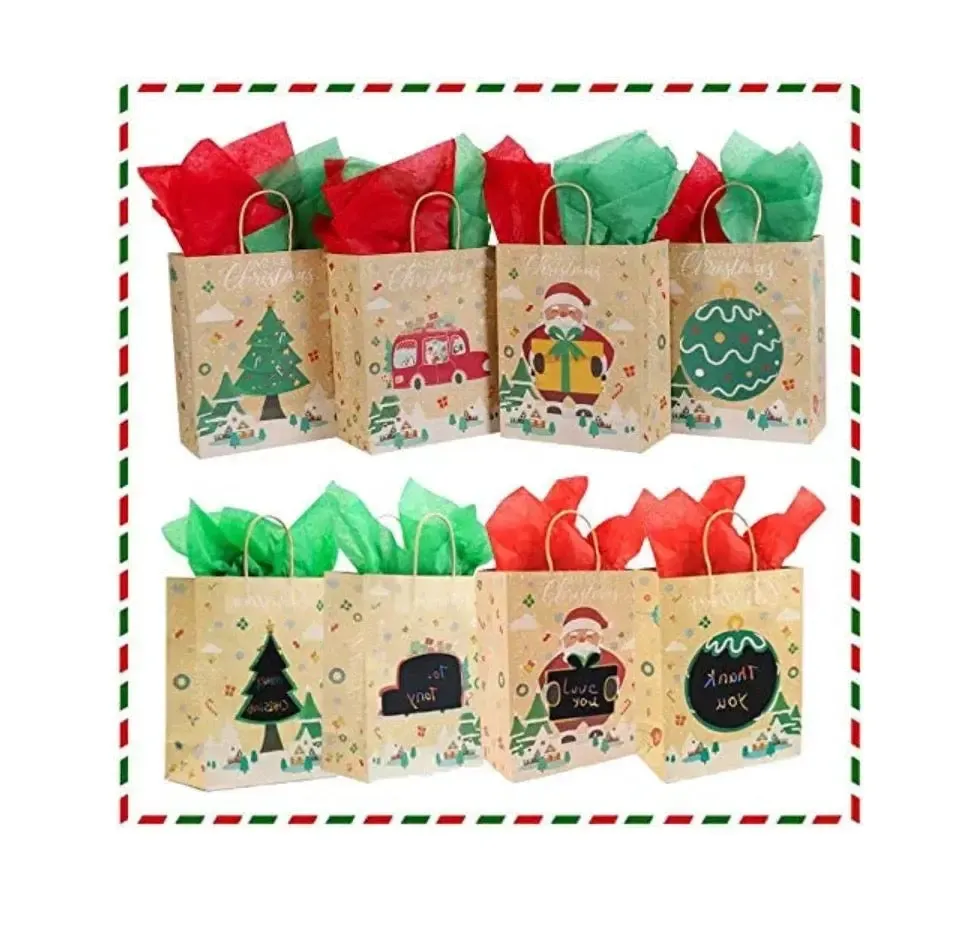 Christmas personalise Gift bakery pastry bags with tags (red green)