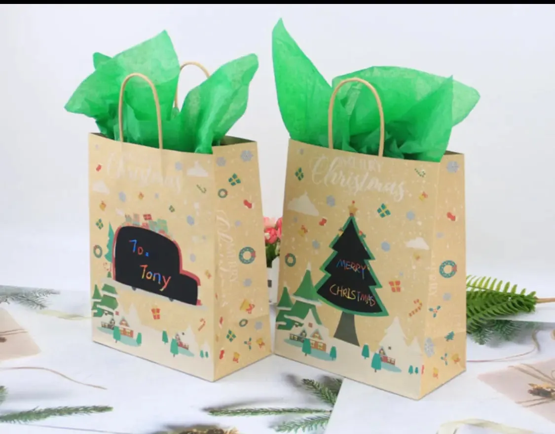 Christmas personalise Gift bakery pastry bags with tags (red green)