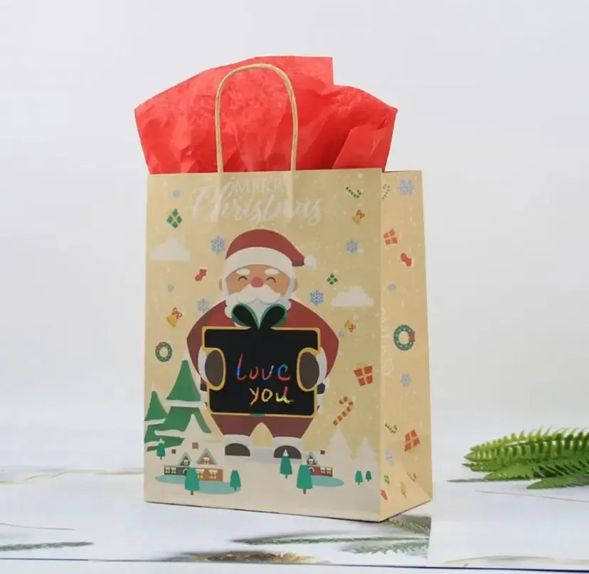 Christmas personalise Gift bakery pastry bags with tags (red green)