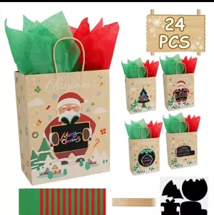 Christmas personalise Gift bakery pastry bags with tags (red green)