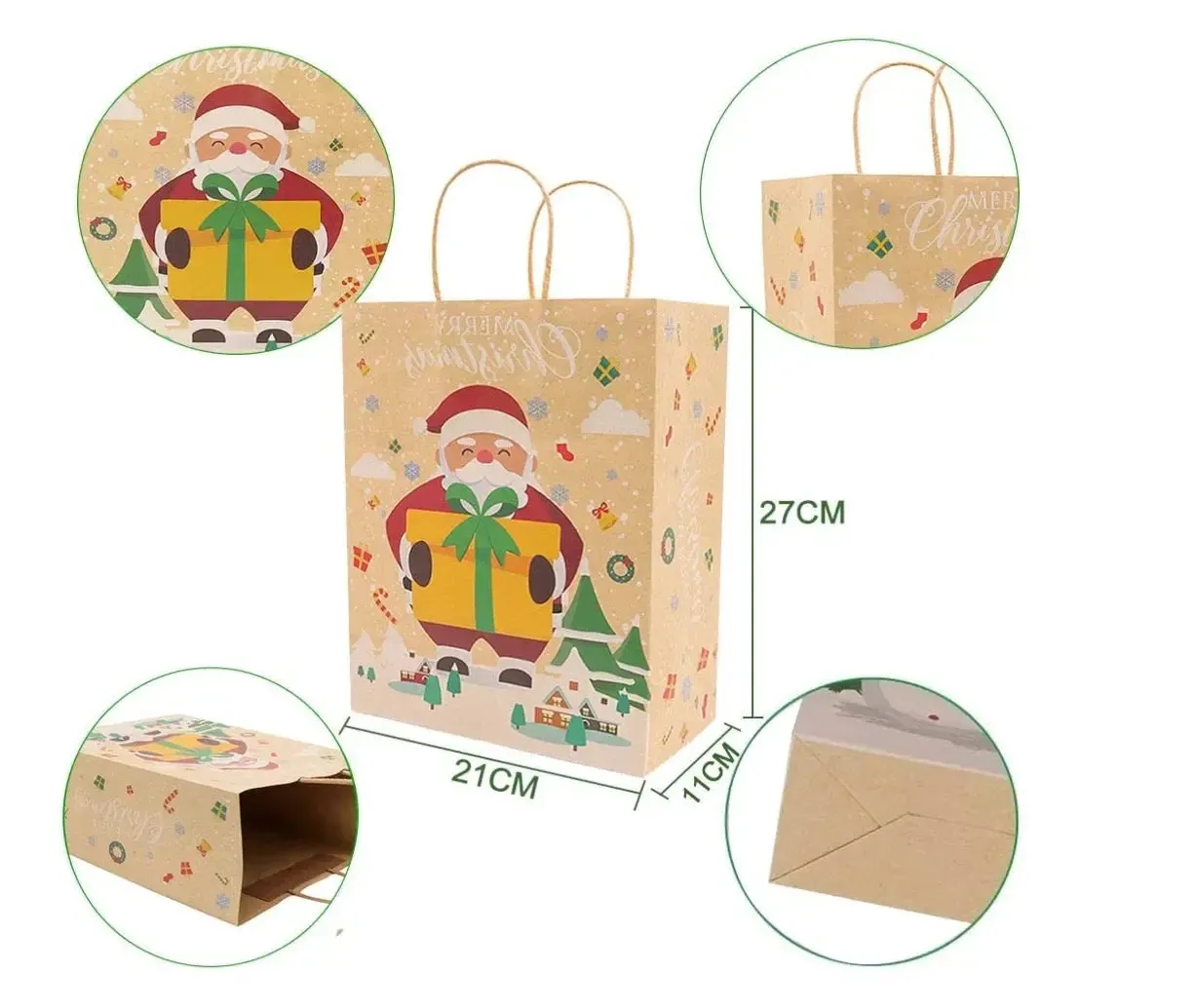 Christmas personalise Gift bakery pastry bags with tags (red green)