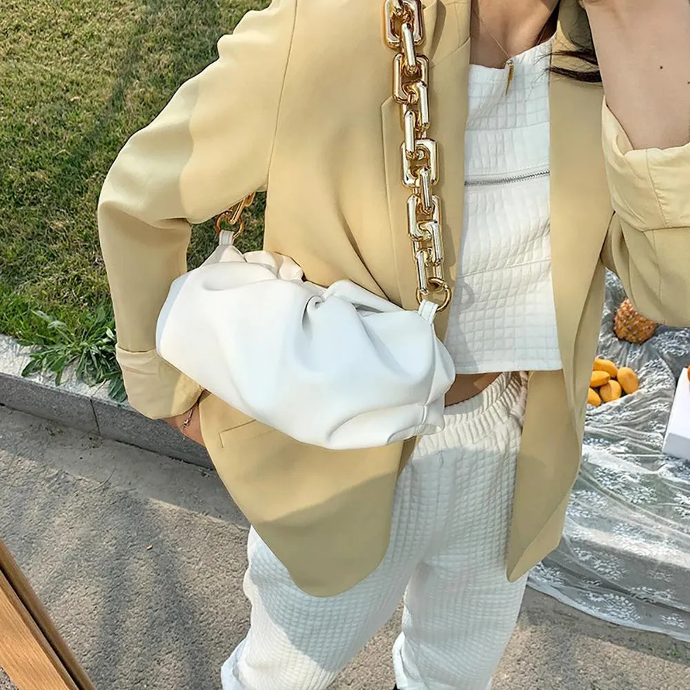 Chunky Gold-Tone Chain Strap Shoulder Bag