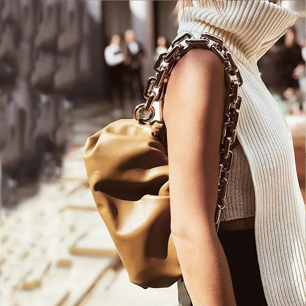 Chunky Gold-Tone Chain Strap Shoulder Bag