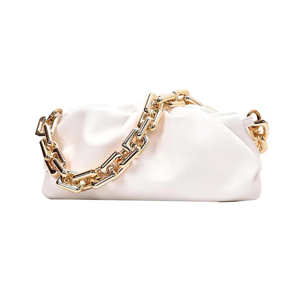 Chunky Gold-Tone Chain Strap Shoulder Bag