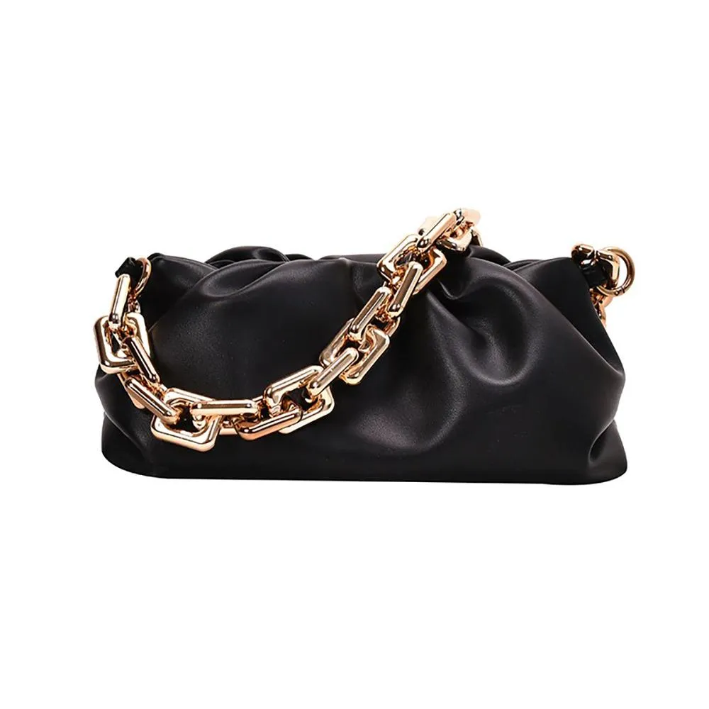 Chunky Gold-Tone Chain Strap Shoulder Bag