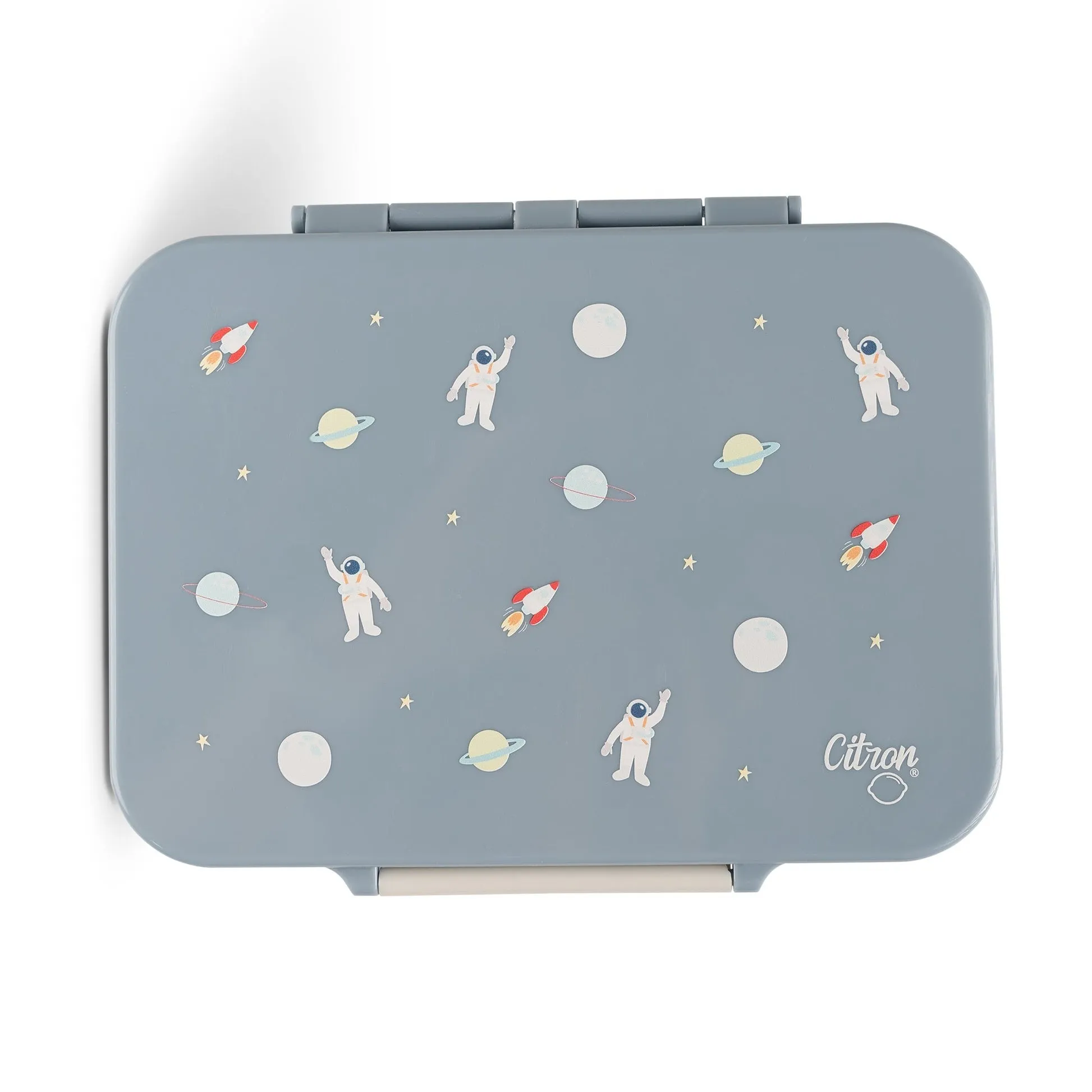 Citron Incredible Tritan Lunchbox with Saucer - Spaceship - Dusty Blue