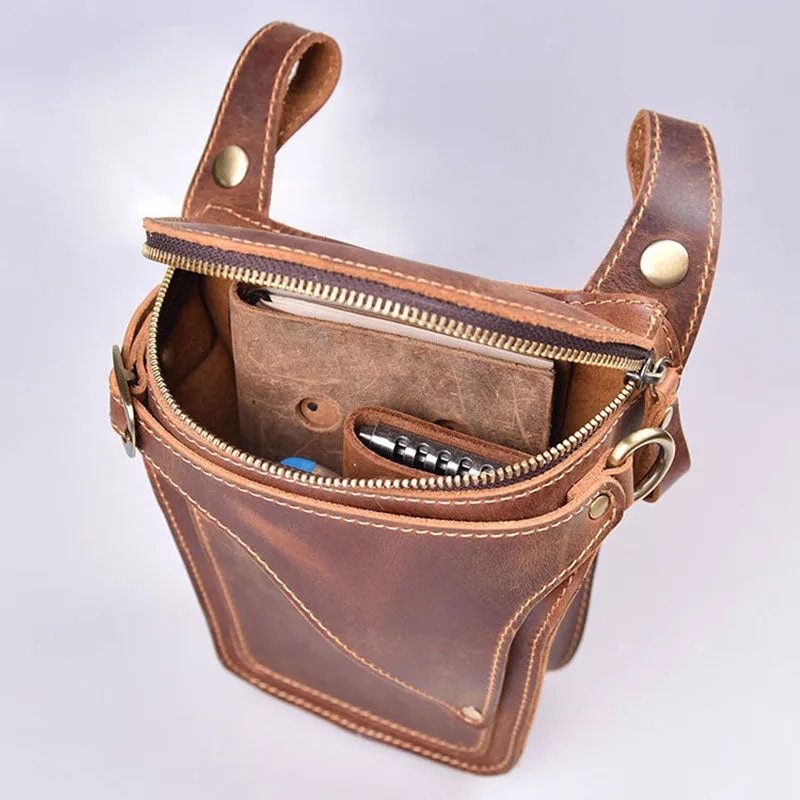 Crazy Horse Leather motorcycle Bag For Men