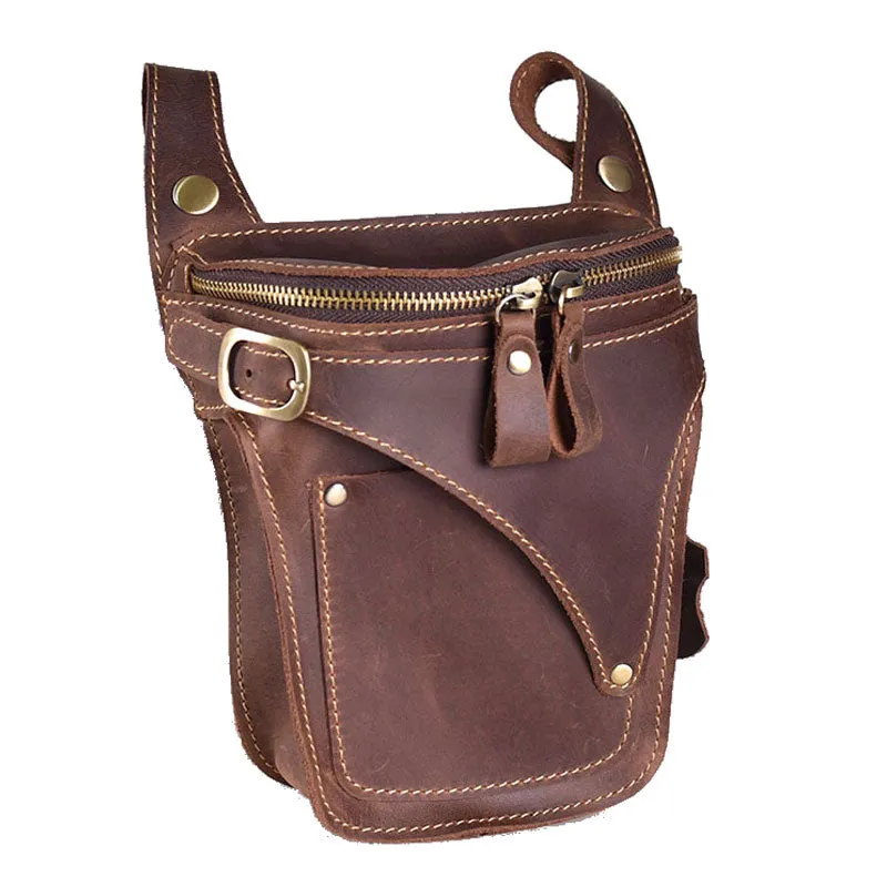 Crazy Horse Leather motorcycle Bag For Men