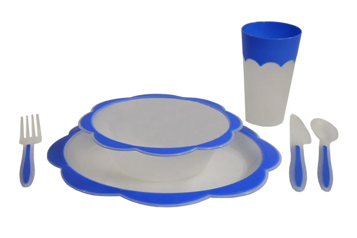 Cuisine Collection 24 Piece Plastic Picnic Set, Blue