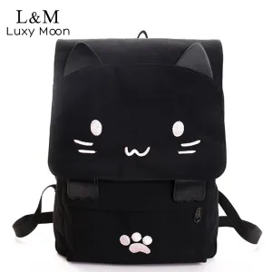 Cute Cat Canvas Backpack