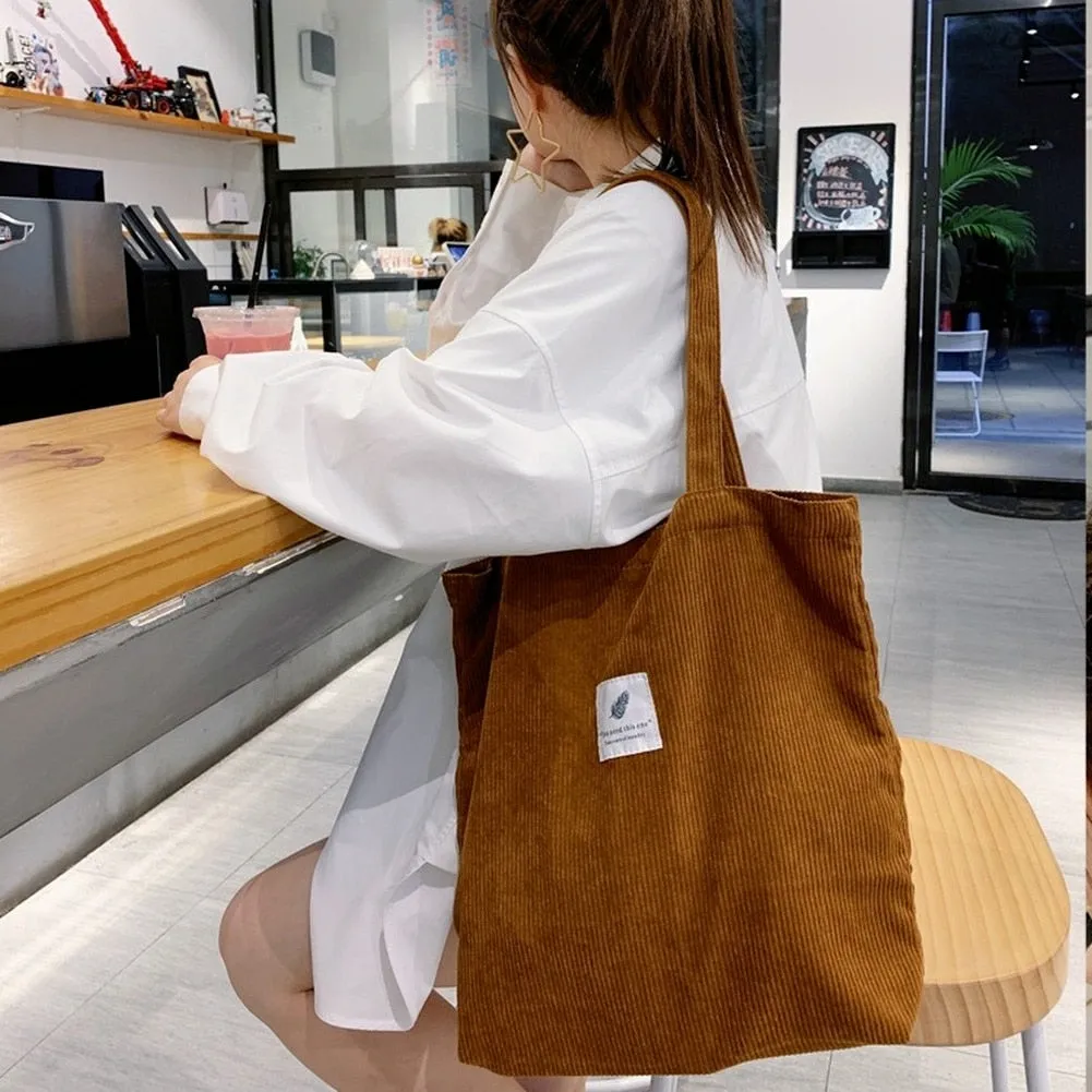 Darianrojas Bags for Women Corduroy Shoulder Bag Reusable Shopping Bags Casual Tote Female Handbag for A Certain Number of Dropshipping