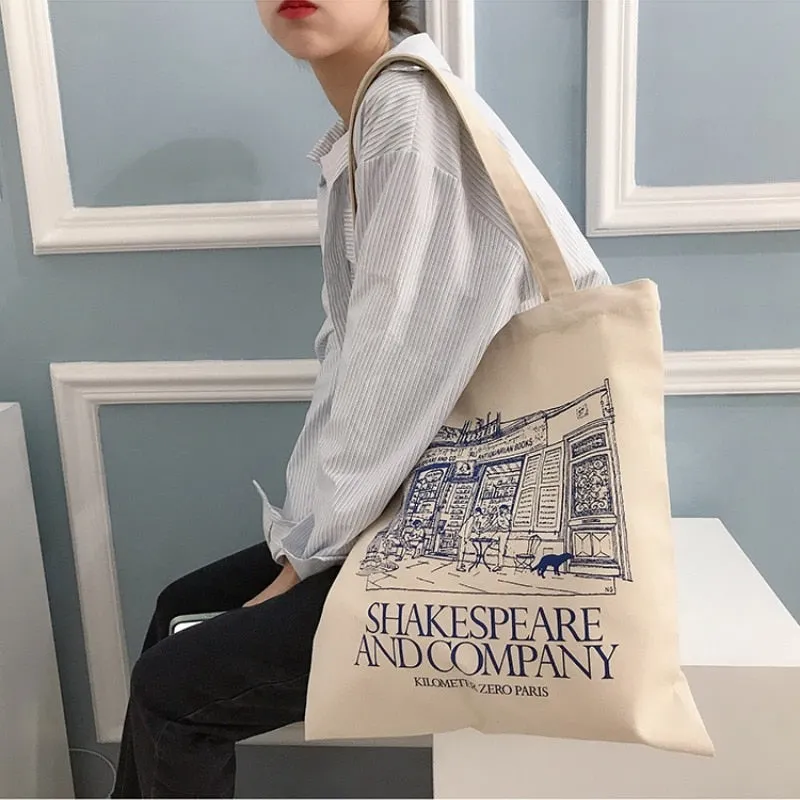 Darianrojas Women Canvas Shopping Bag Notting Hill Books Bag Female Cotton Cloth Shoulder Bag Eco Handbag Tote Reusable Grocery Shopper Bags