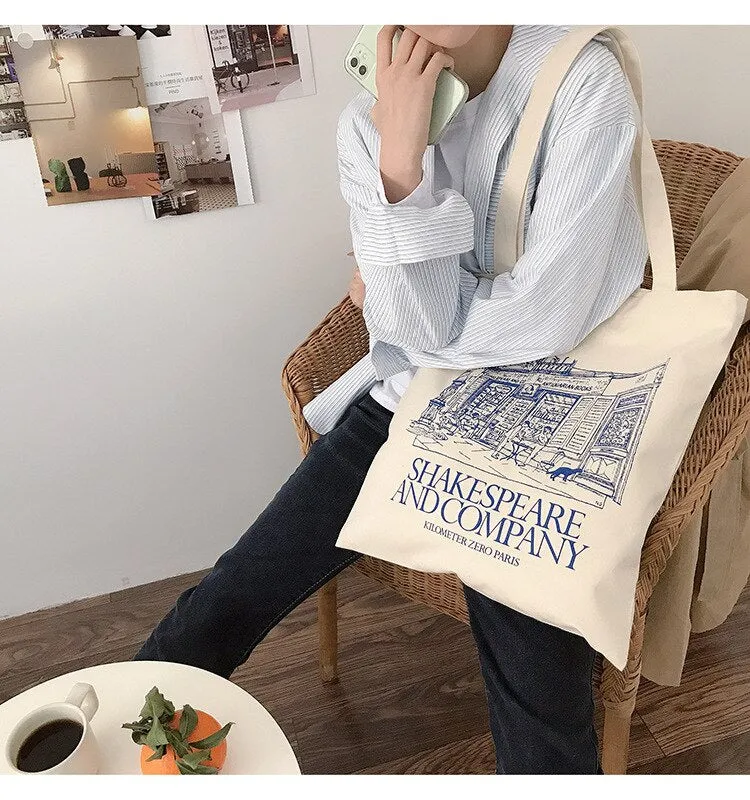 Darianrojas Women Canvas Shopping Bag Notting Hill Books Bag Female Cotton Cloth Shoulder Bag Eco Handbag Tote Reusable Grocery Shopper Bags