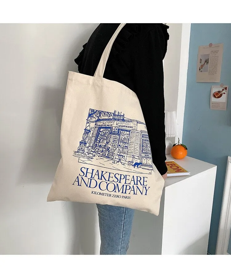 Darianrojas Women Canvas Shopping Bag Notting Hill Books Bag Female Cotton Cloth Shoulder Bag Eco Handbag Tote Reusable Grocery Shopper Bags