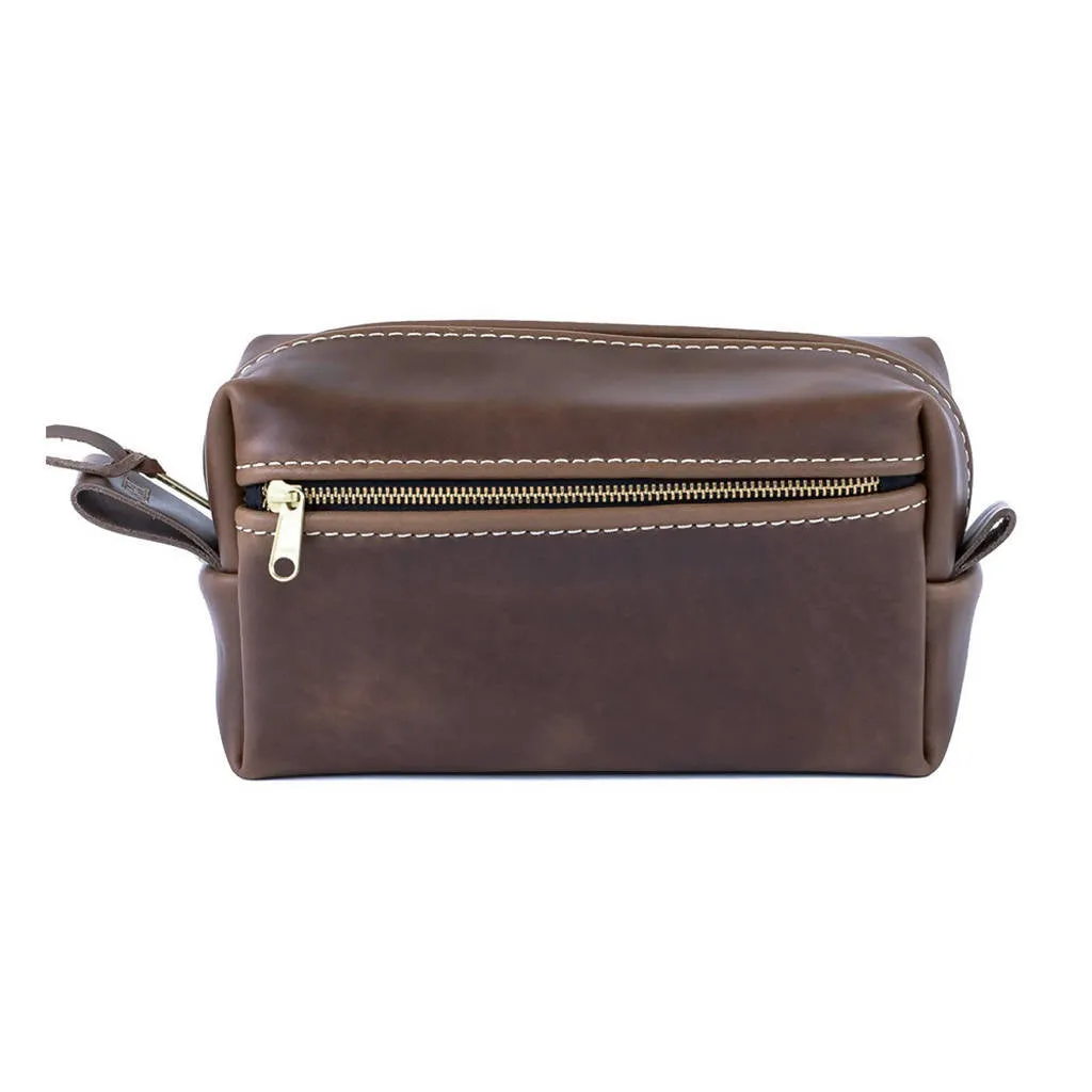 Double Zipper Leather Toiletry Bag - 4 Colors