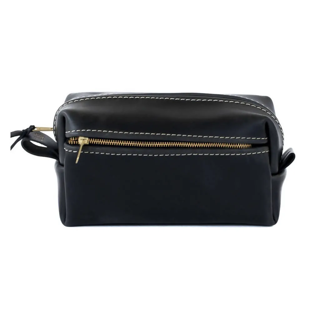 Double Zipper Leather Toiletry Bag - 4 Colors