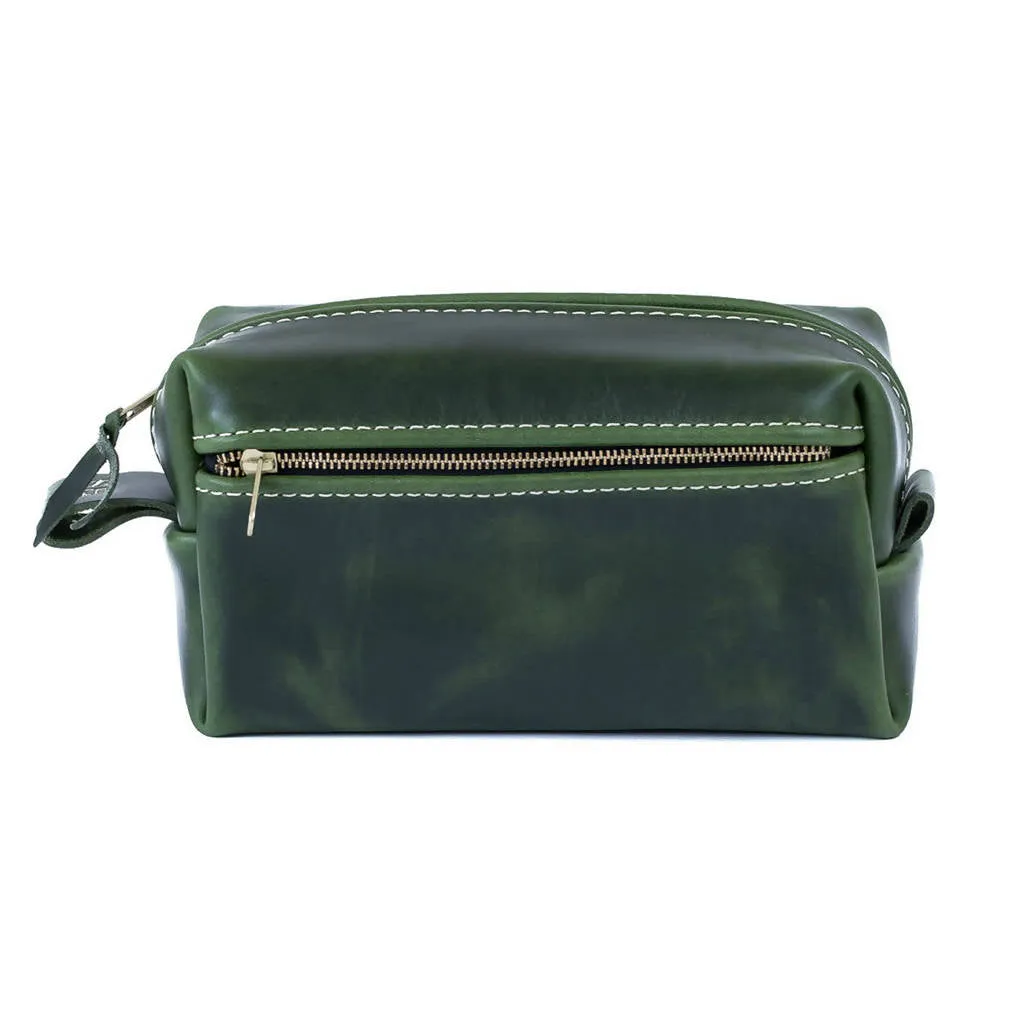 Double Zipper Leather Toiletry Bag - 4 Colors