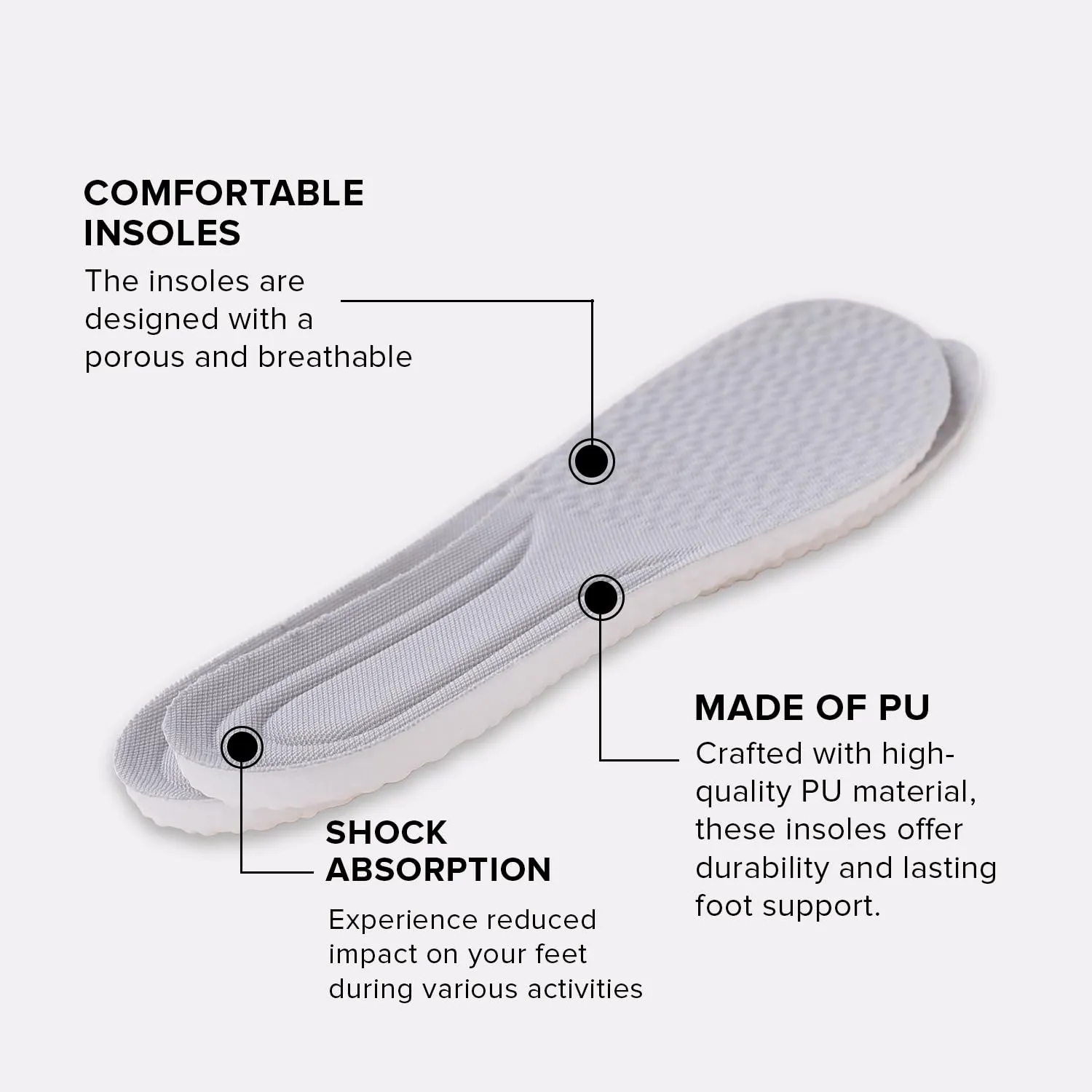 Dr Foot Air-Pillow® Insoles | Comfortable, Porous, and Breathable Insoles for Sports | Shock Absorption for Reduced Impact | Soothing Sensation | Relieves Foot Fatigue | - 1 Pair - (Medium Size)