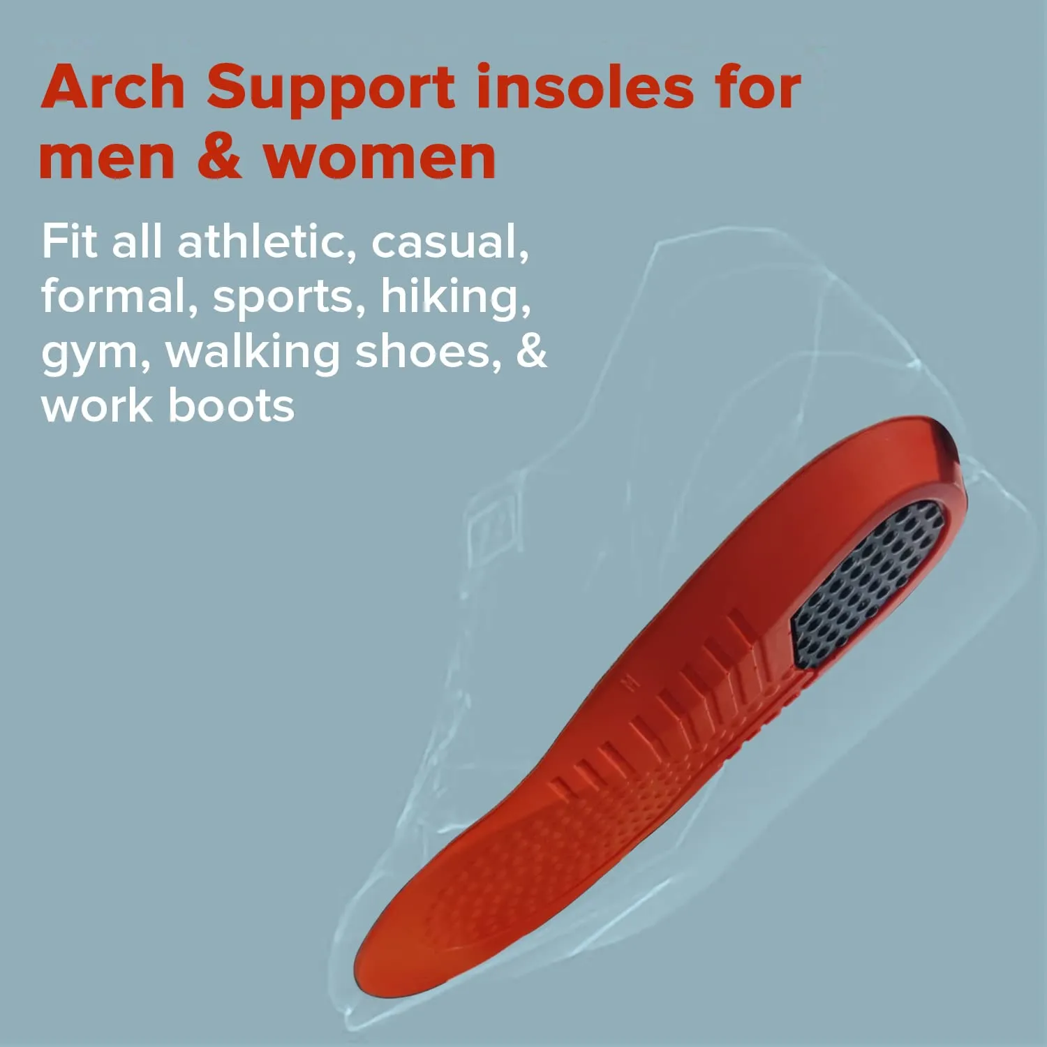 Dr Foot Arch Support Gel Insole Pair | For All-Day Comfort | Shoe Inserts for Flat Feet, High Arch, Foot Pain | Full-Length Orthotics | For Men & Women – 1 Pair (Large Size) (Pack of 2)