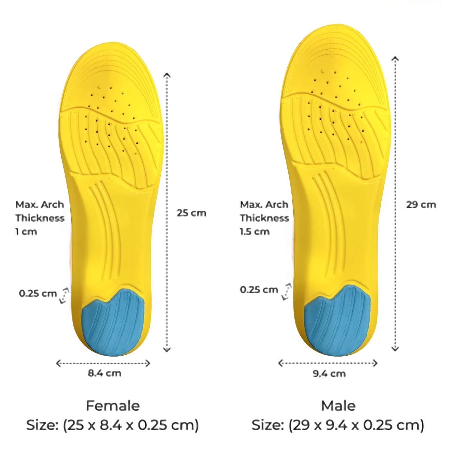 Dr Foot Gel Insoles Pair | For Walking, Running, Sports Shoes | All Day Comfort Shoe Inserts With Dual Gel Technology | For Both Men & Women - 1 Pair (Free Size)