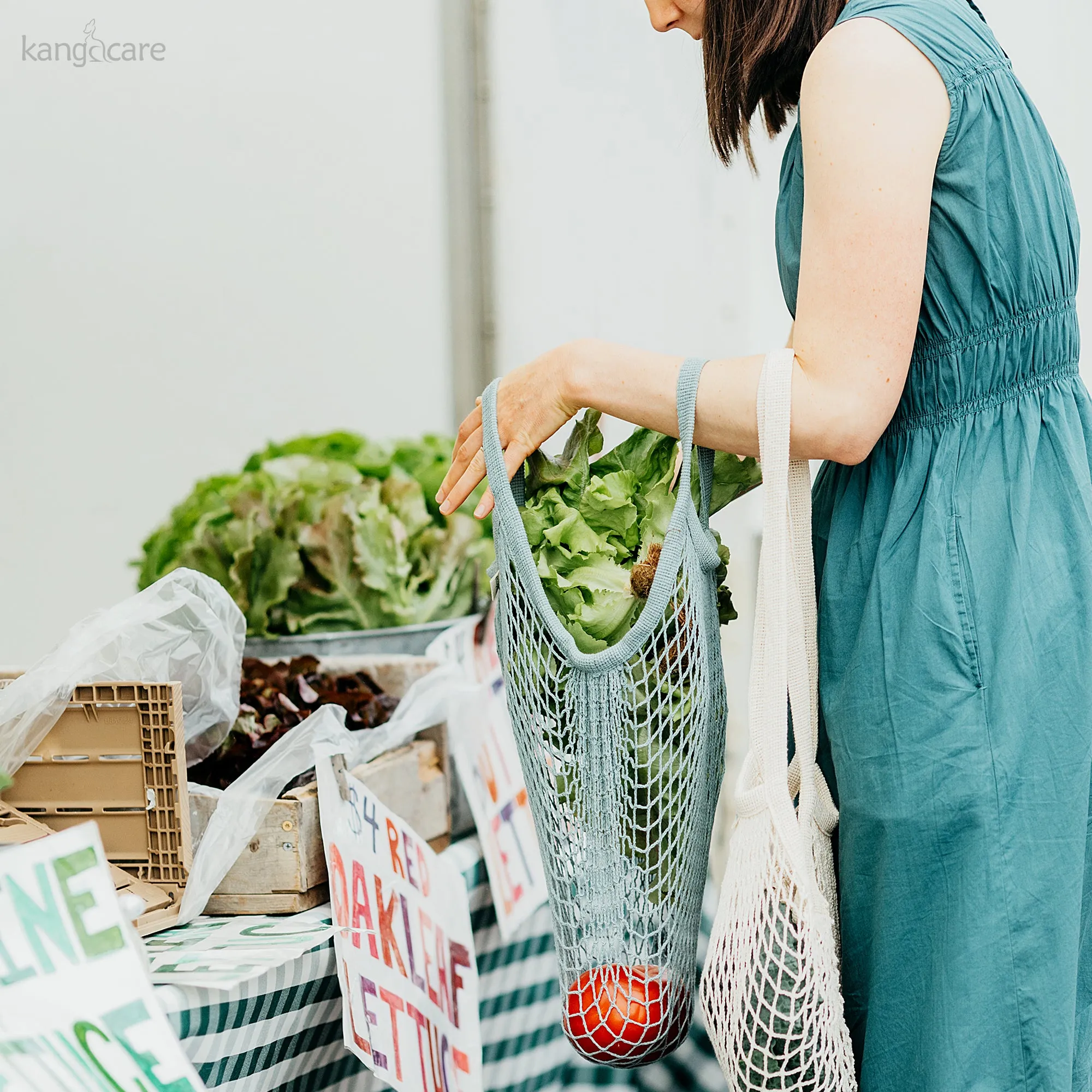 Ecoposh Short Handle Cotton Net Grocery Bag :: Black