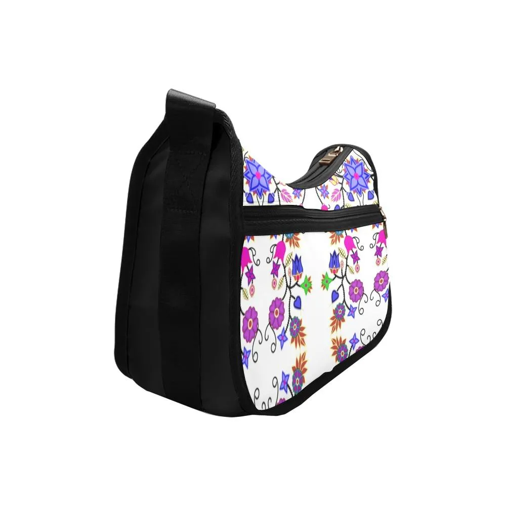 Floral Beadwork Seven Clans White Crossbody Bags