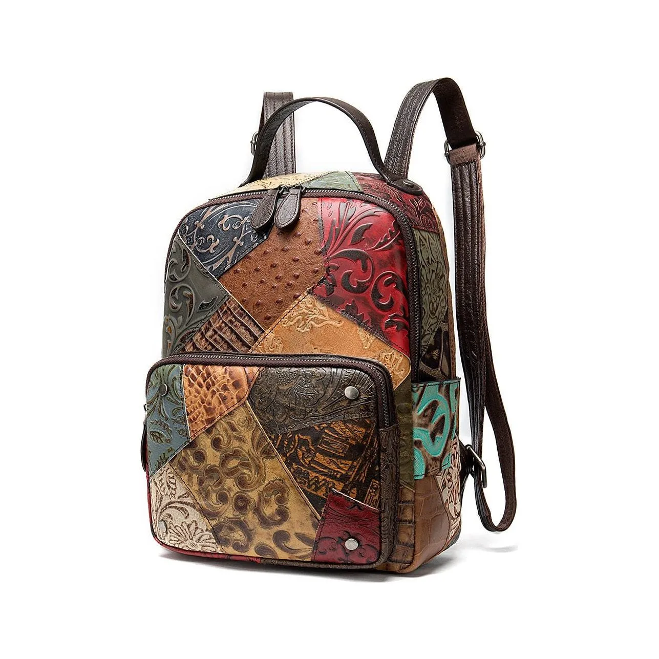 FloralLux Softback Leather Backpack