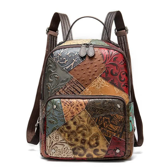 FloralLux Softback Leather Backpack