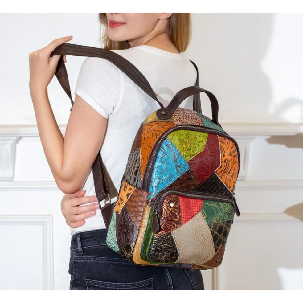 FloralLux Softback Leather Backpack