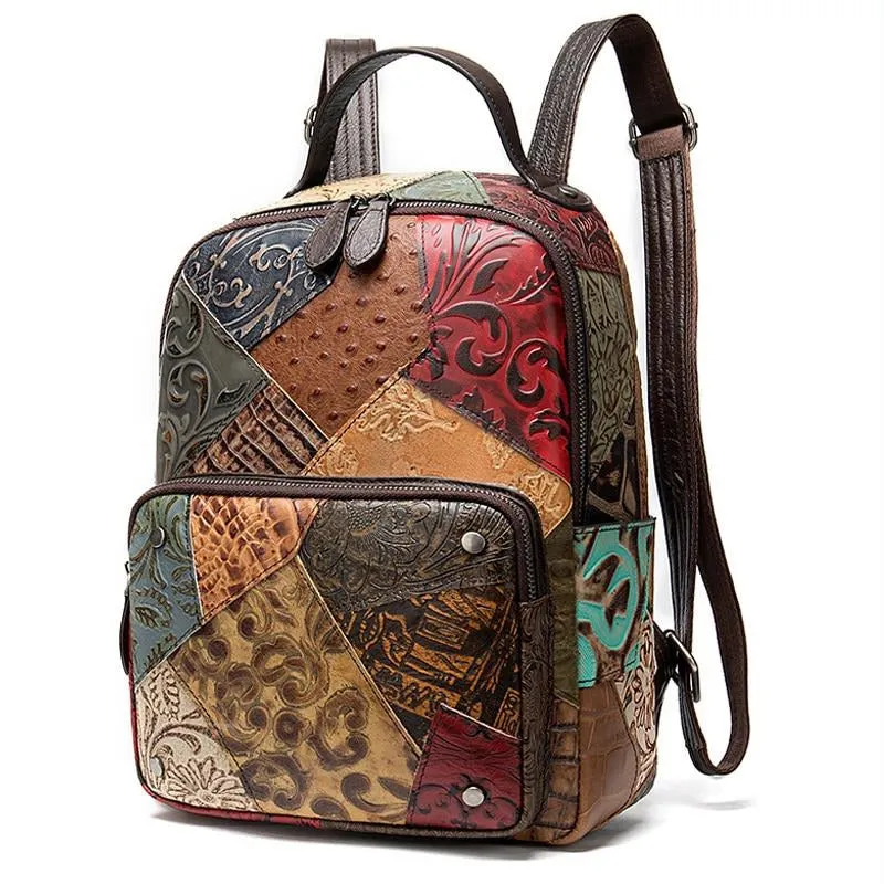 FloralLux Softback Leather Backpack