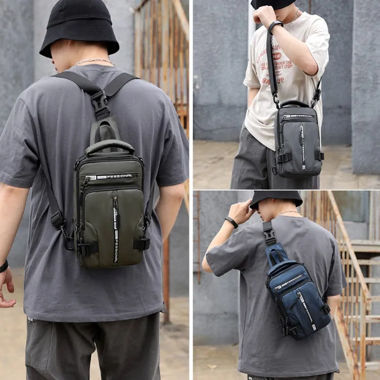 HAOSHUAI 1100-13 Men Multifunctional Chest Bag Casual Shoulder Messenger Bag(Army Green)