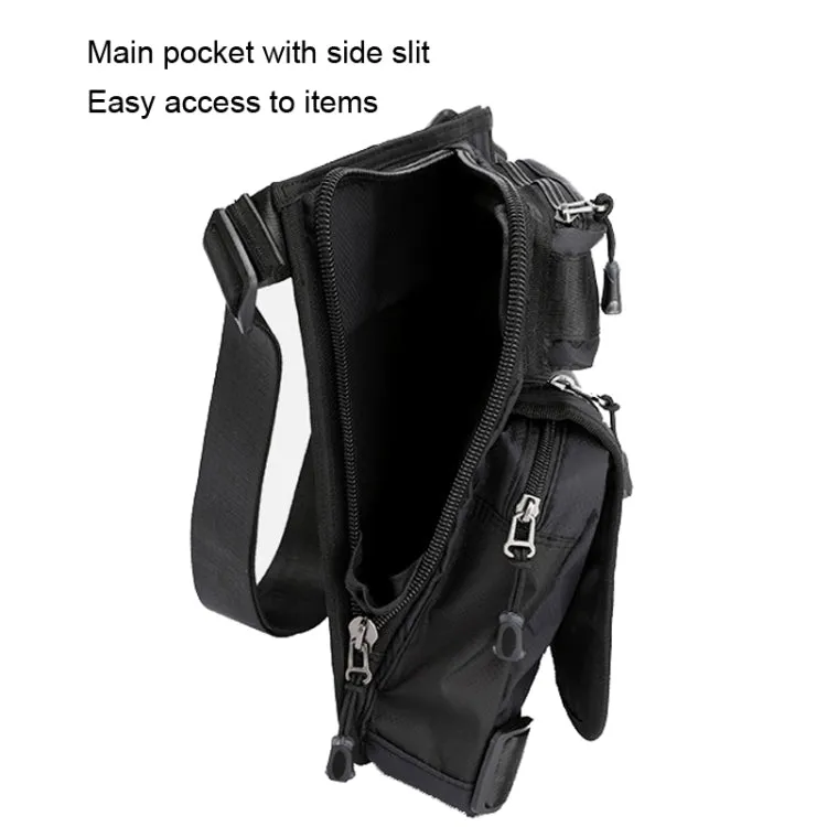 HAOSHUAI Men Outdoor Riding Leg Bag Waist Bag Sports Chest Bag Messenger Bag(Black)