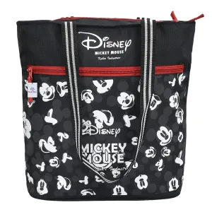 Heart Home Disney Mickey Face Print Grocery Bag | Polyester Foldable Shopping Bag | Travel Hand Bag with Front Pocket & Handle | Black