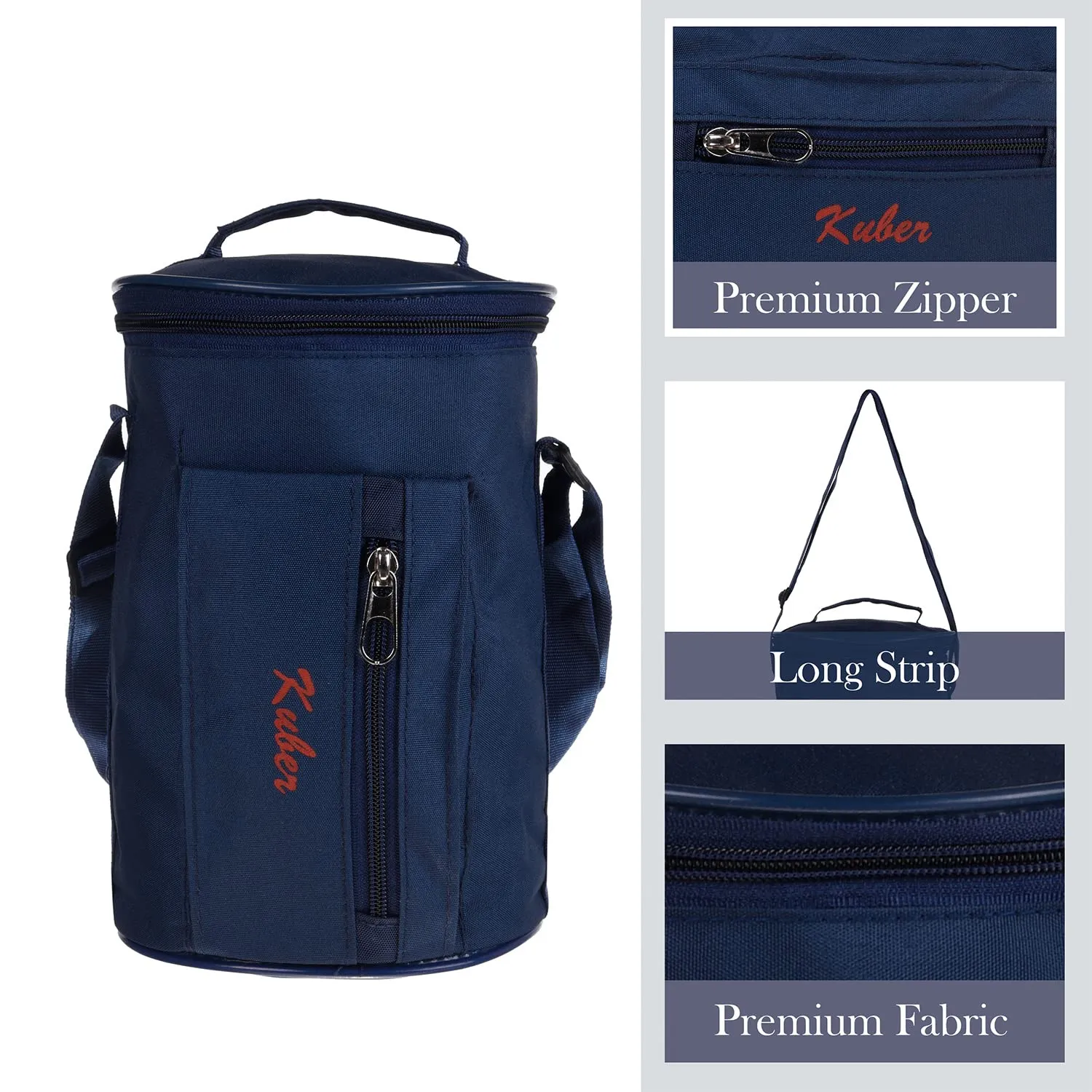 Heart Home Lunch Bag | Canvas Waterproof Tiffin Bag for Office | Adjustable Shoulder Strap with One Small Zipper Pocket | Blue