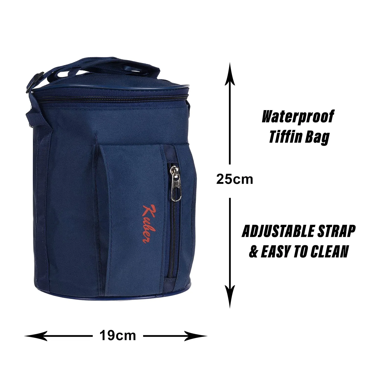 Heart Home Lunch Bag | Canvas Waterproof Tiffin Bag for Office | Adjustable Shoulder Strap with One Small Zipper Pocket | Blue