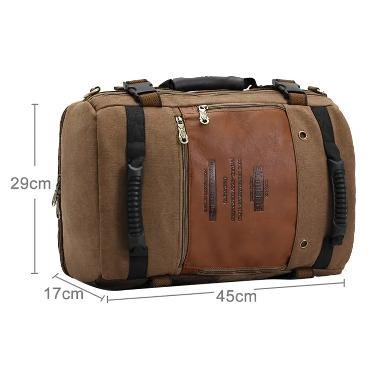 KAUKKO FH09 Fashion Multifunctional Men Canvas Crossbody Bag Hand Bag Messenger Bag Outdoors Hiking Camping Travelling Bag, Size: 45 x 29 x 17 cm(Khaki)