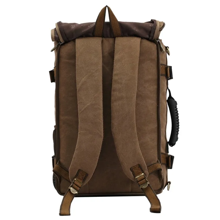 KAUKKO FH09 Fashion Multifunctional Men Canvas Crossbody Bag Hand Bag Messenger Bag Outdoors Hiking Camping Travelling Bag, Size: 45 x 29 x 17 cm(Khaki)