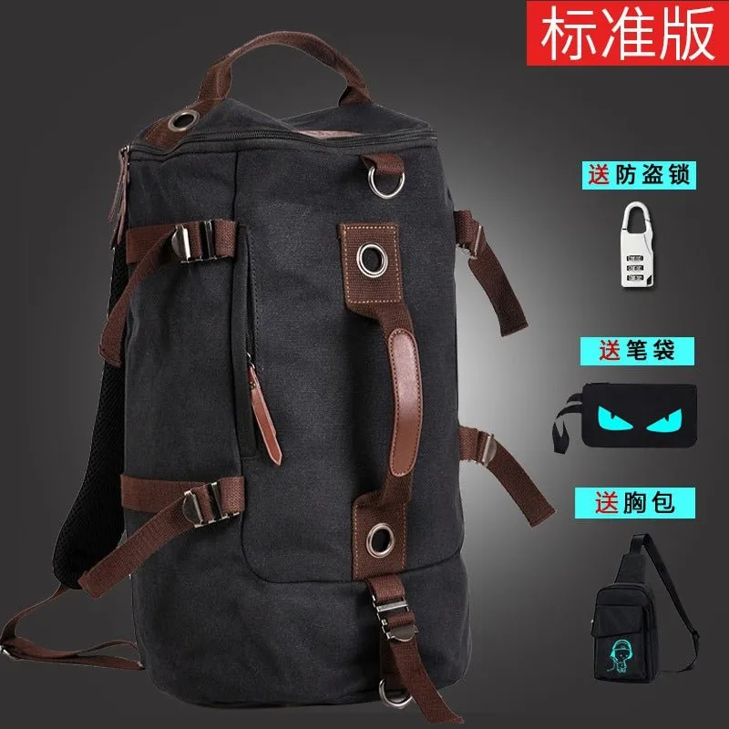 Korean version of the canvas shoulder bag men's trend student bags youth travel bag computer large capacity backpack