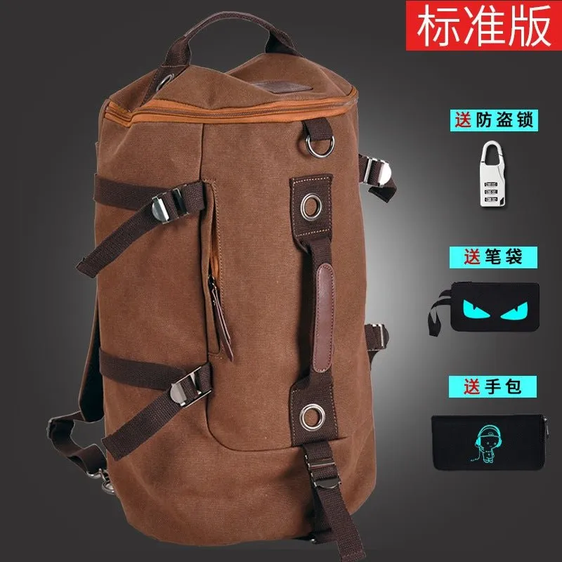 Korean version of the canvas shoulder bag men's trend student bags youth travel bag computer large capacity backpack