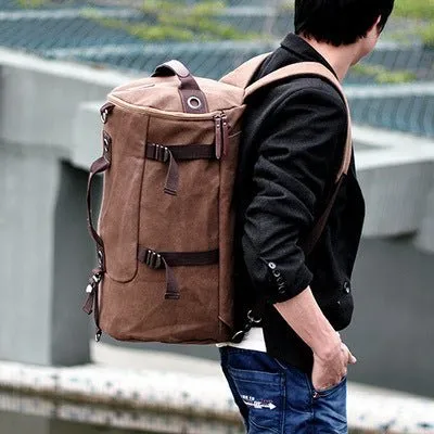 Korean version of the canvas shoulder bag men's trend student bags youth travel bag computer large capacity backpack